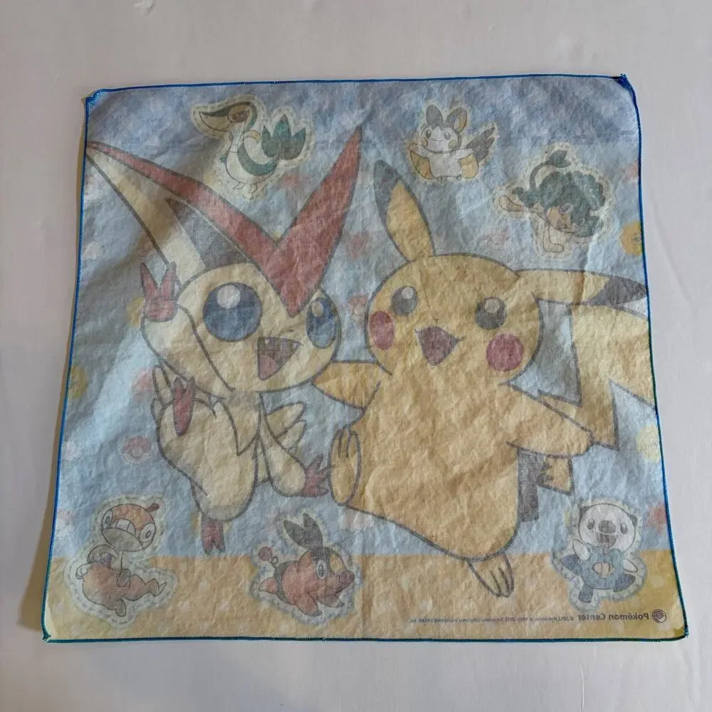 Retro 2010s Pokemon Nintendo Handkerchief Gen 5 Black & White Pikachu & Victini